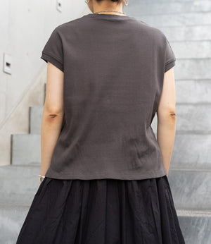 ミニリブフレンチスリーブトップス