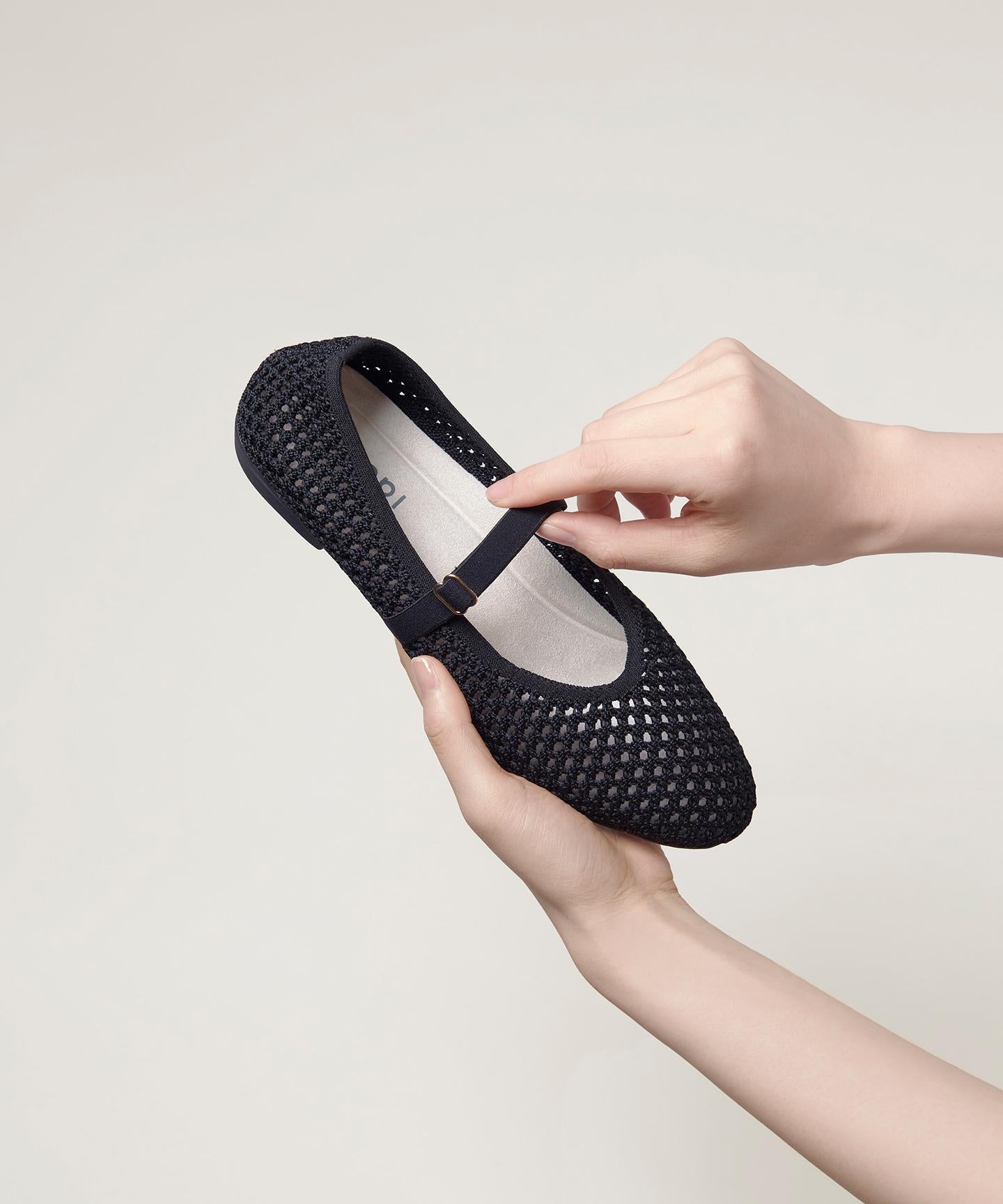 ラウンド メッシュ バレエパンプス