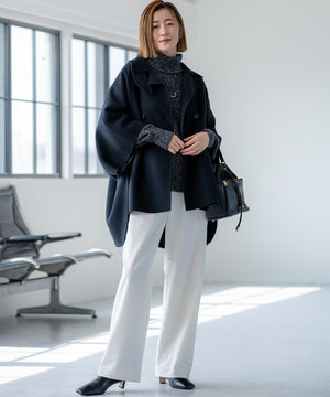 ウールライトリバー ポンチョシルエット コート