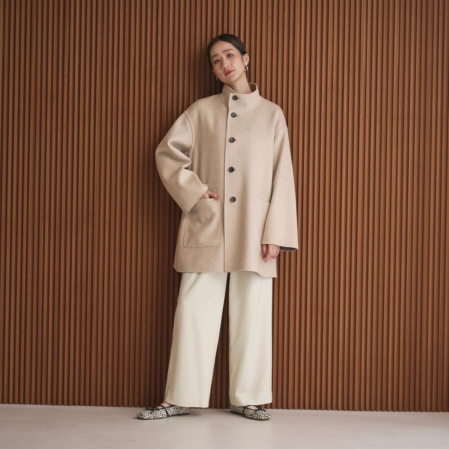 バイカラー リバー Aライン コート