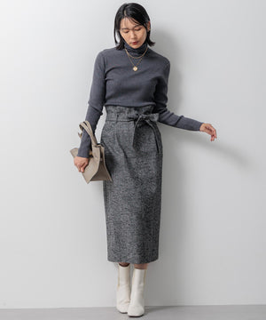 ウーステッドウール リブタートルネック ニット