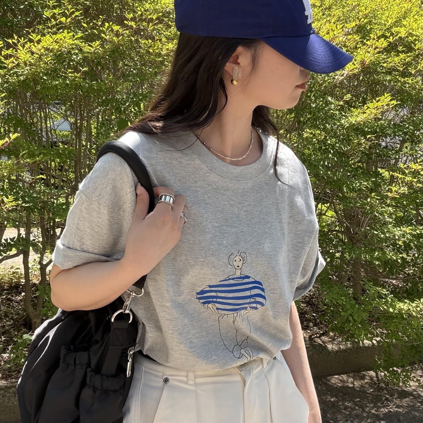 ドローイングプリントコットンTシャツ