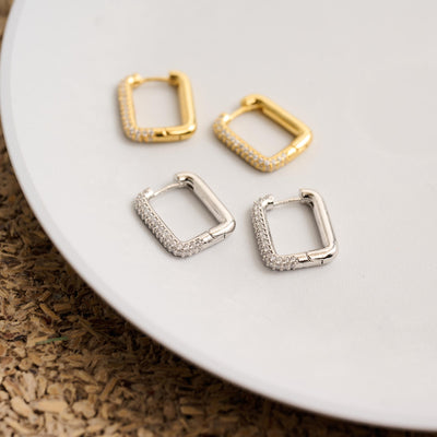 キュービックジルコニア スクエア ピアス