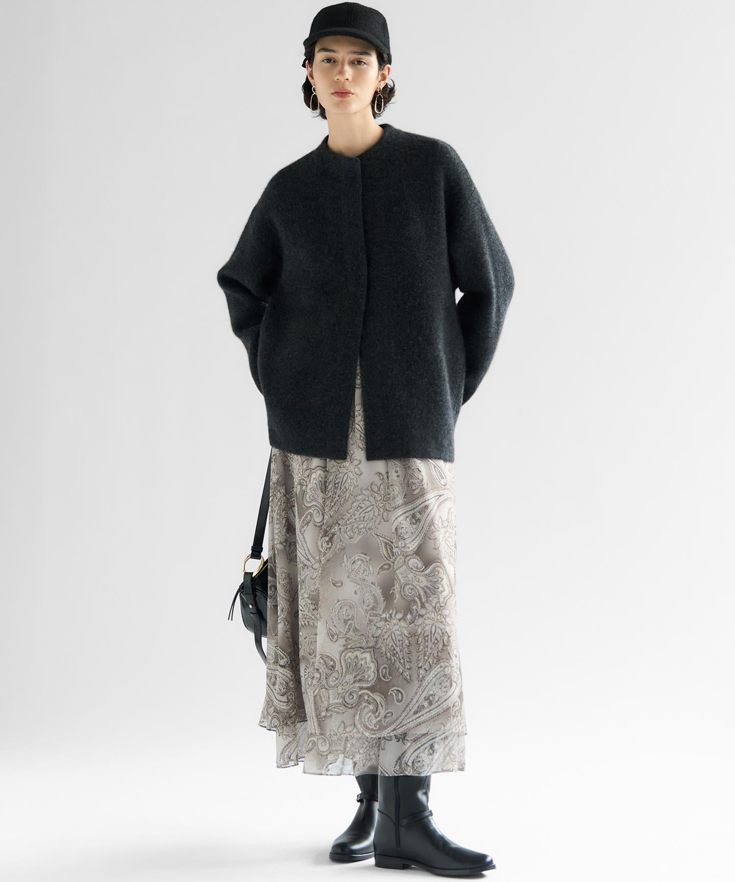 ラクーンブレンドダブルフェイス ニット アウター