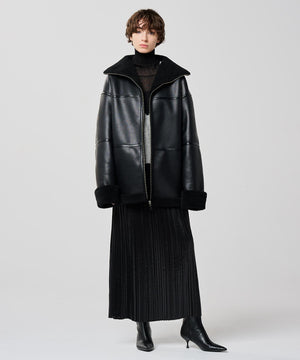 レザー ライク サテン プリーツスカート（uncrave WHITE）