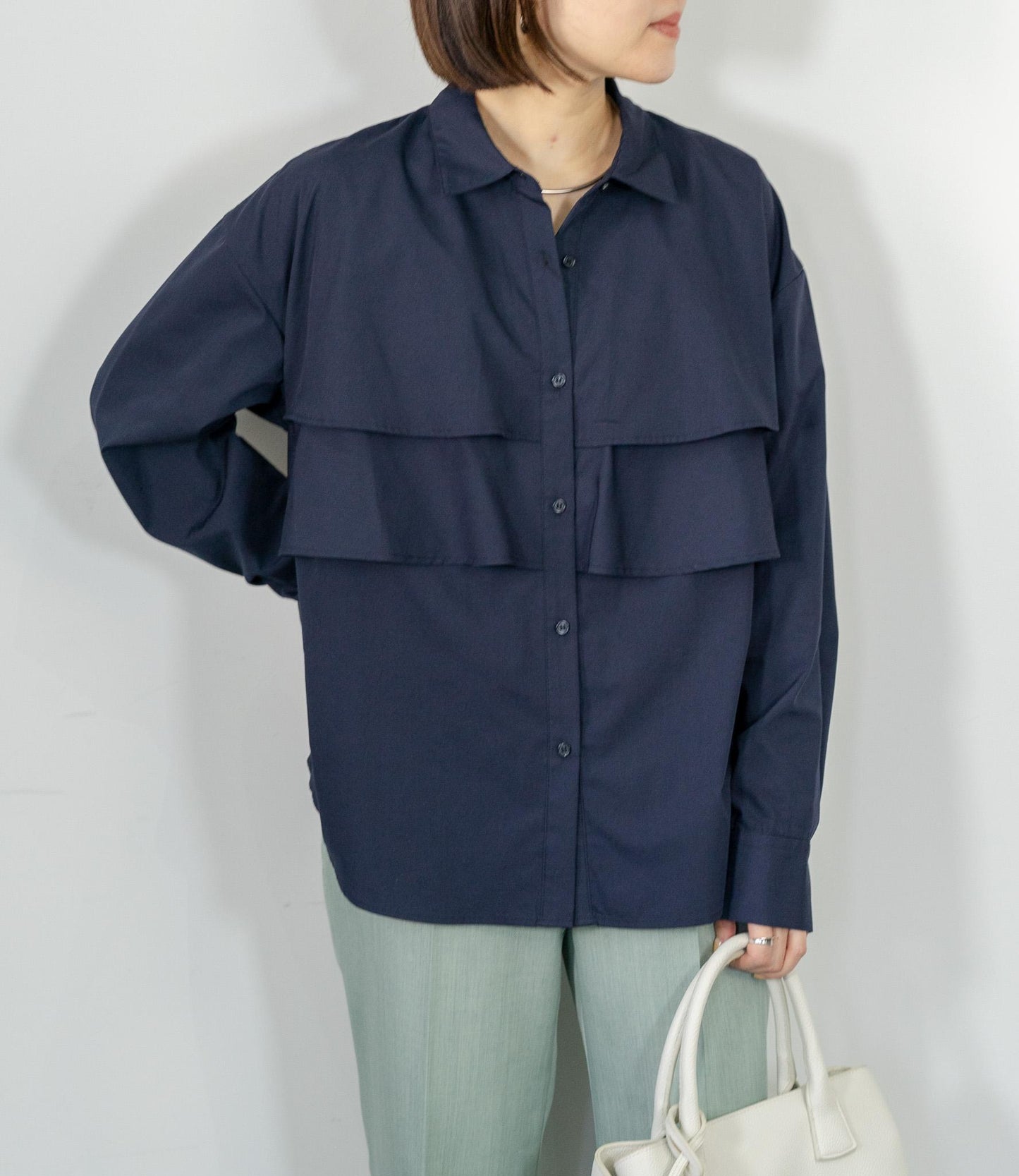 レイヤードライクダブルフリルシャツ