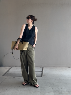 レザーハンドルキャンバストート