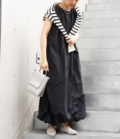 ハーフジップバルーンワンピース