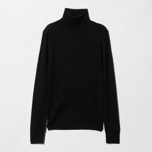 リブ タートルネック ニット