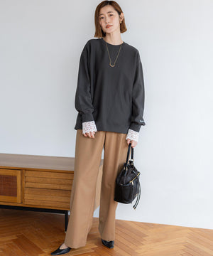 ナチュラルコットンベア レースレイヤード カットソー