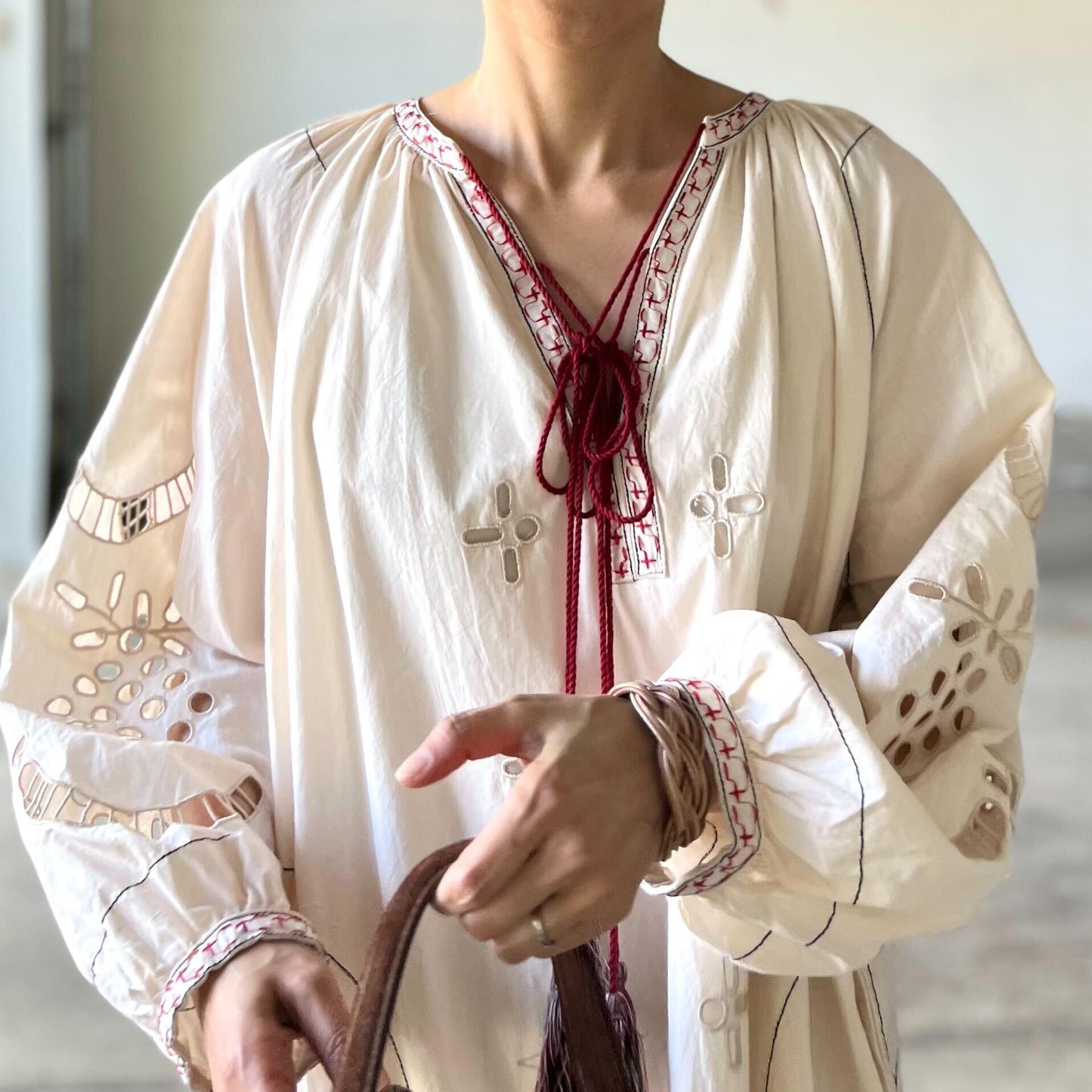 クルーエル刺繍ボヘミアンワンピース