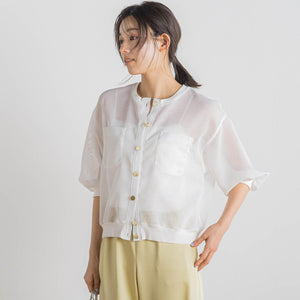 変わり織メッシュカーディガン≪手洗い可能≫