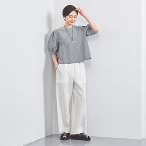 リネン パッチポケット イージーパンツ WHITE/YELLOW