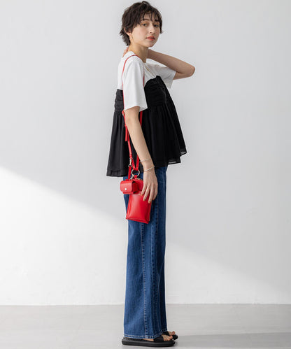 デニム ライン ワイドパンツ