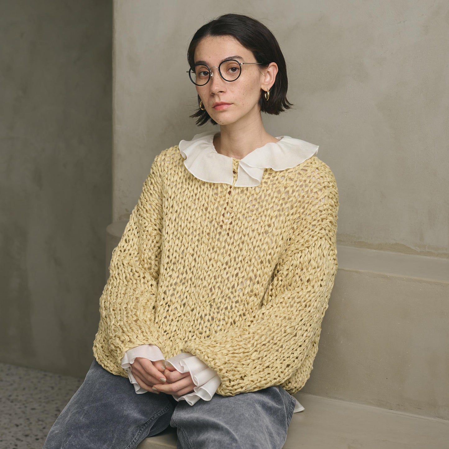 ラッフル スキッパーブラウス