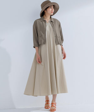 ストレッチブロード Vネックワンピース