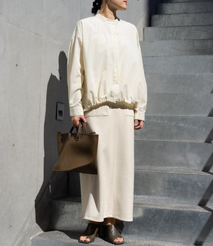 ラメストライプバッグギャザーシャツ