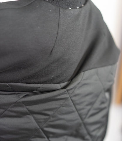 キルティング切替ノーカラーコート