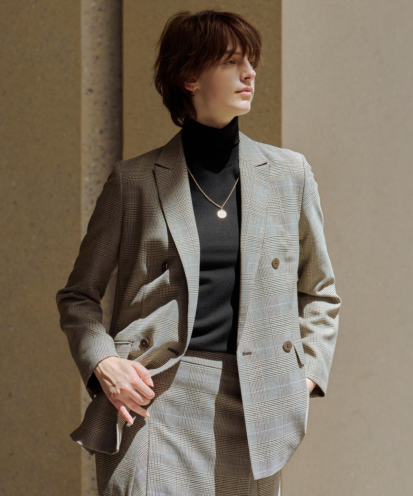 モナベールツイル チェック ダブル ジャケット