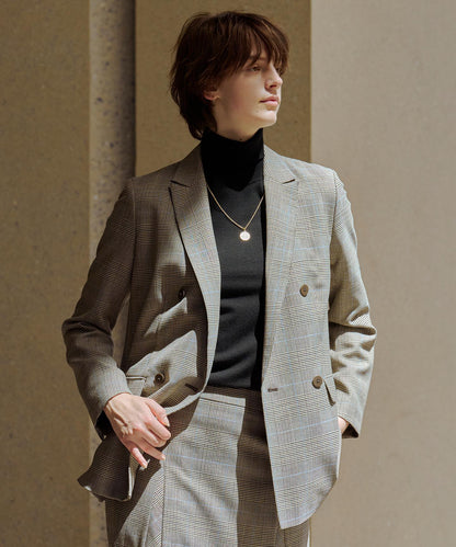 モナベールツイル チェック ダブル ジャケット