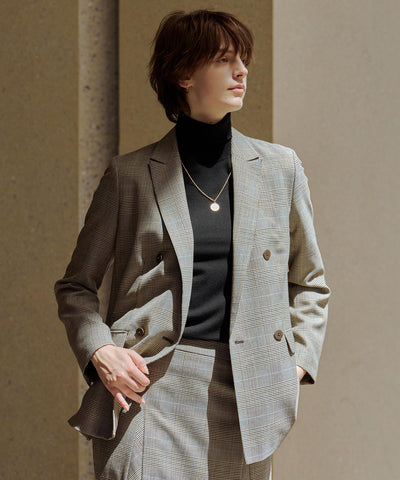 モナベールツイル チェック ダブル ジャケット