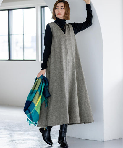 ウーステッドウール リブタートル ニット