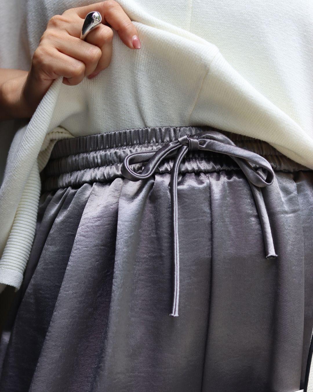 シルクサテンダブルピンタックパンツ