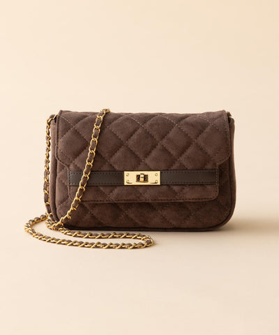 スエード キルティング ショルダーバッグ