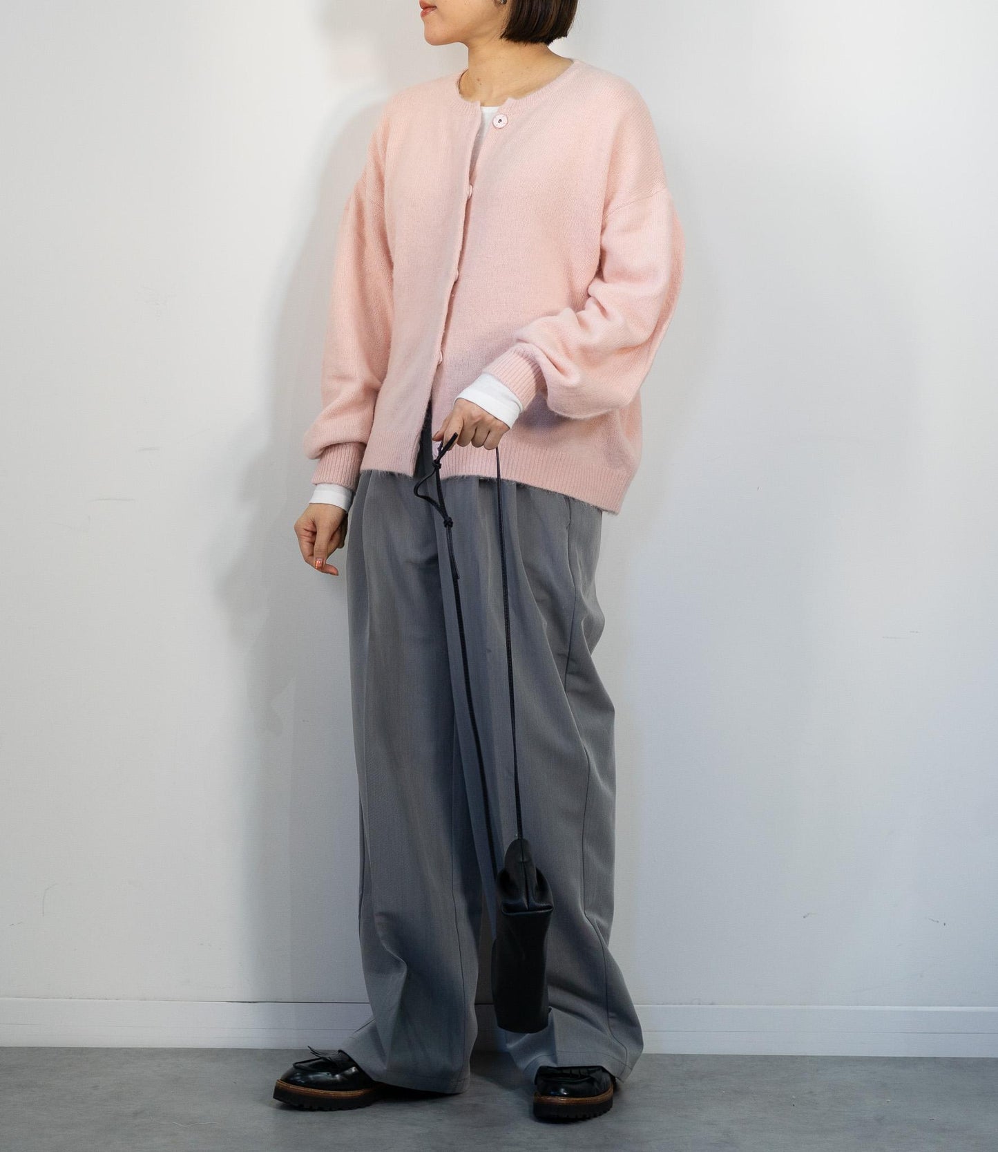 フォックス混カーブカーディガン