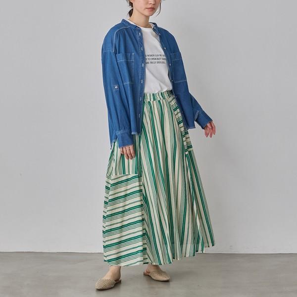 バンドカラーカジュアルデニムシャツ