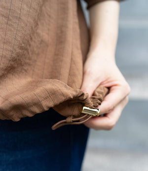 ストライプスキッパーパフブラウス