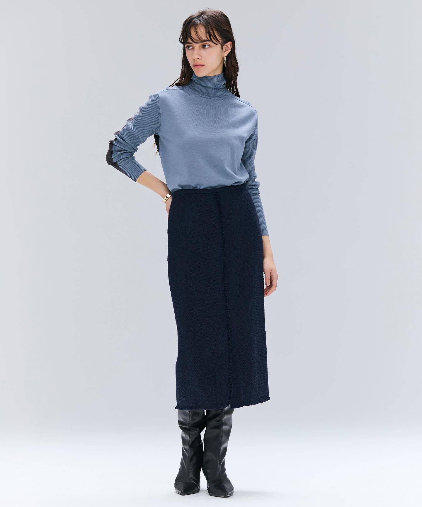 LA MONNAIE / バイカラーウールタートルニット