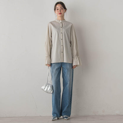 襟フリルブラウス≪洗濯機で洗える≫