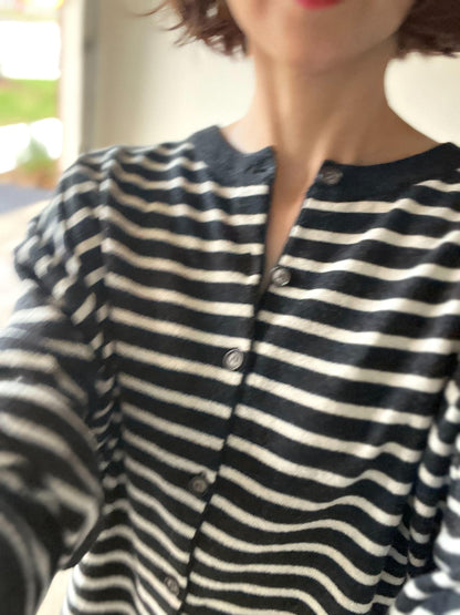 ゆったりボーダーニットカーディガン