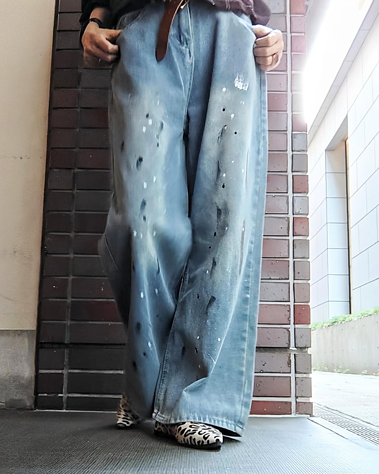 ペイントワイドハンサムデニムパンツ