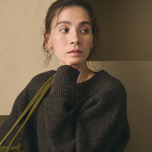 ウールブレンド シルクネップ ニットプルオーバー