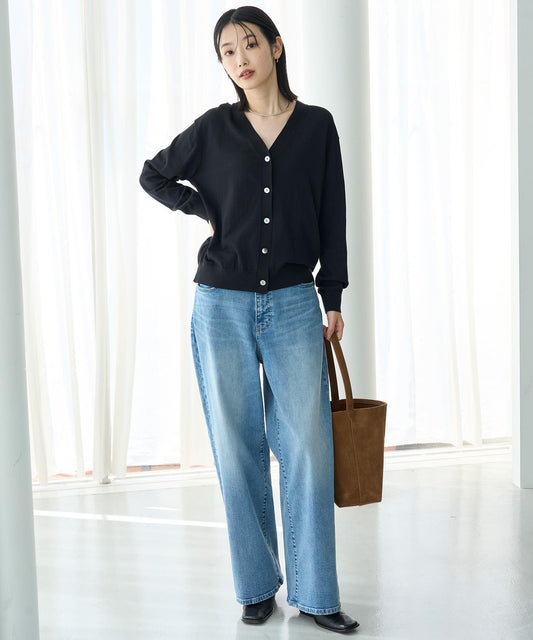 撥水ストレッチ ルーズワイドデニム