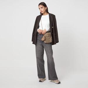 ファーショルダーバッグ ハートチャーム付き