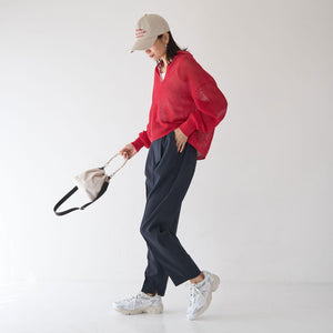 メッシュ スキッパー ニット プルオーバー -ウォッシャブル-