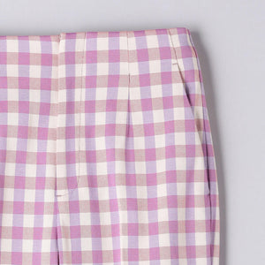 シャイニー ギンガムチェック パンツ