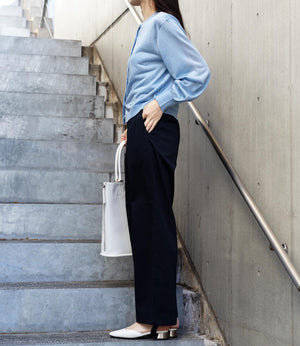 ベルト付きハイウエストストレートパンツ