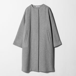 毛ナイロン ノーカラーコート