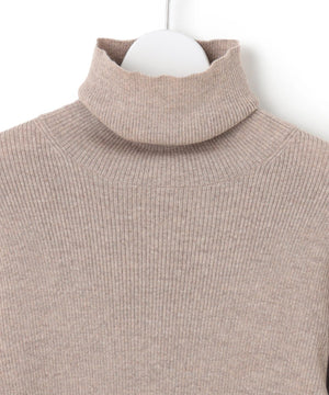 ウーステッドウール リブタートルネック ニット