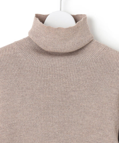 ウーステッドウール リブタートルネック ニット