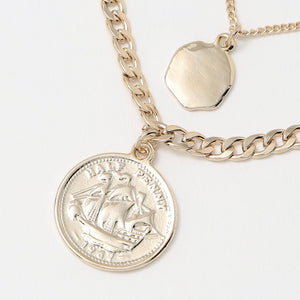 ミックスチェーン コインネックレス-3WAY-