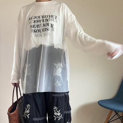 チュールレイヤードロゴロンT