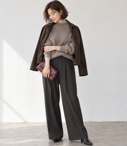 ウールカシミアホールガーメントモックネックニット
