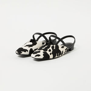 ヘアー×レザーライク コンビ フラットシューズ