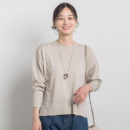 【WEB限定】ベーシックウールクルーネックニット≪洗える≫