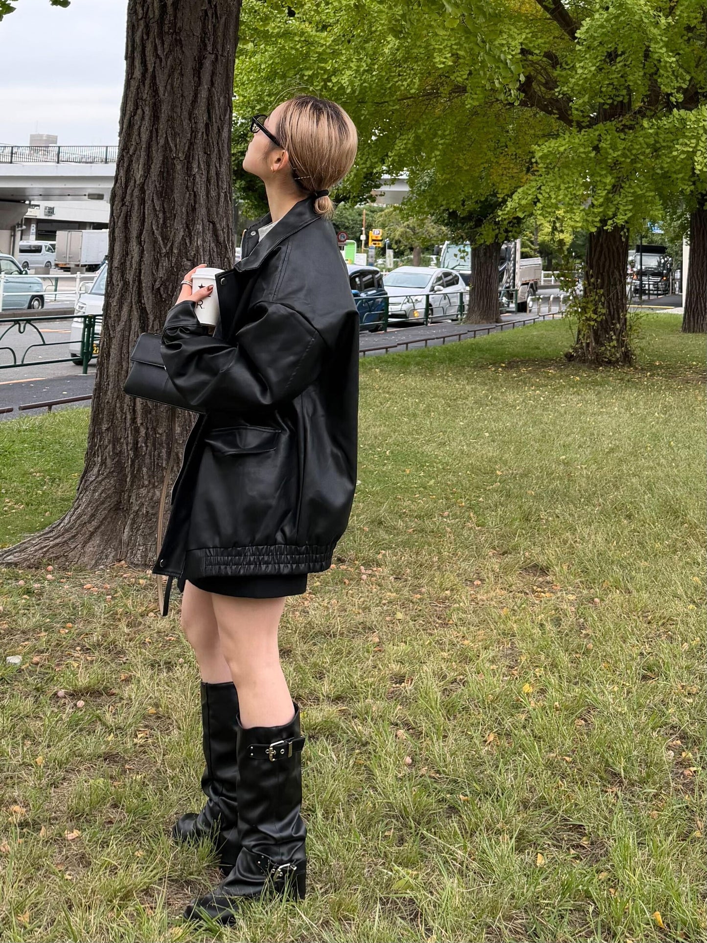 オーバーレザーライクジャケット